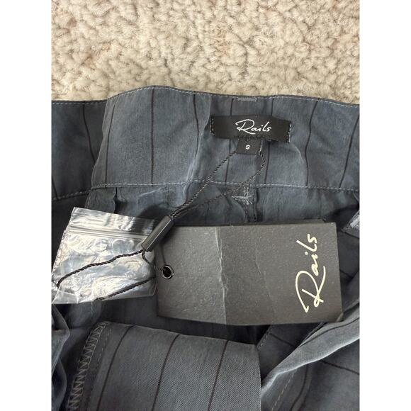 NEW Rails Size S Pinstripe Wide Leg Tie Casual Pants Charcoal Button Zip NWT - Picture 8 of 12